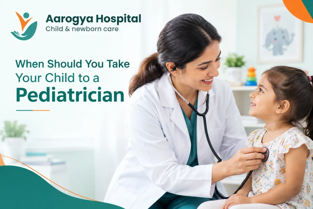 Pediatrician examining a child during a routine health check-up
