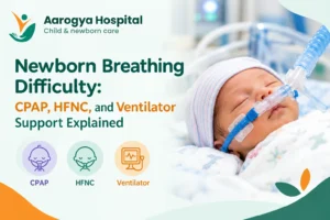 Newborn breathing support with CPAP, HFNC and ventilator care in the NICU.