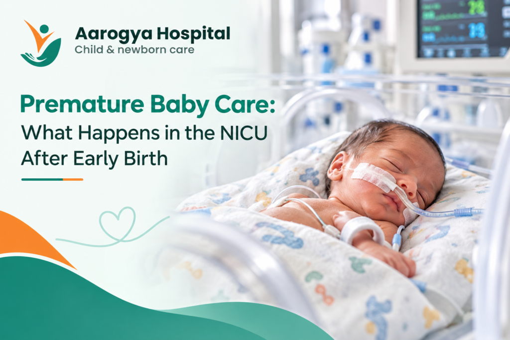 Premature baby receiving specialised care inside a neonatal intensive care unit (NICU)